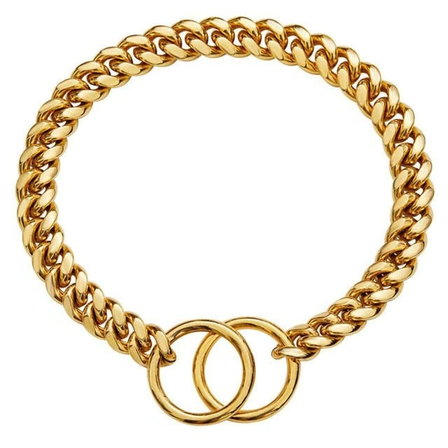 Dog Collar in Stainless Steel Chain Design – Available in Various Colors