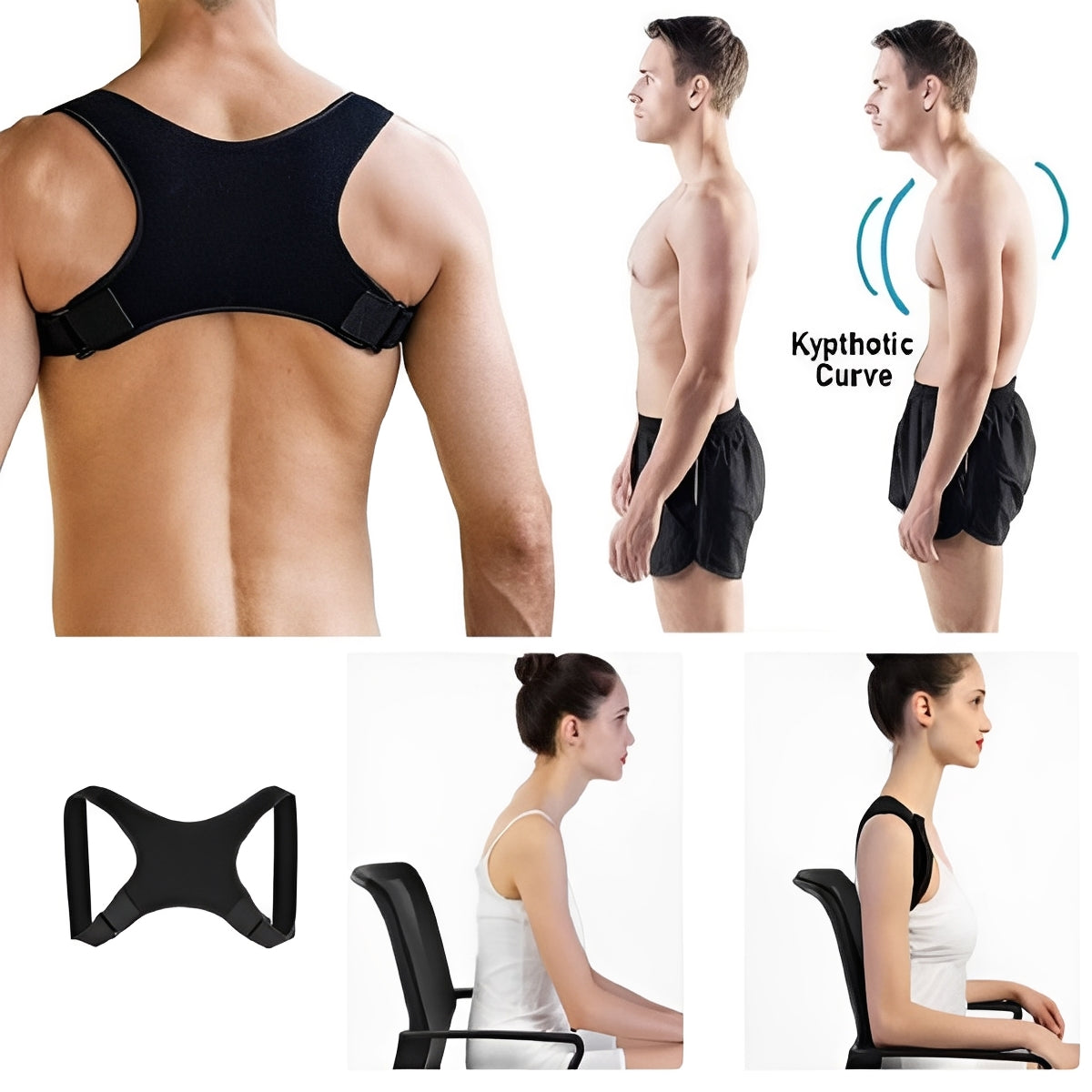 Shoulder and Upper Back Support Brace with Adjustable Fit