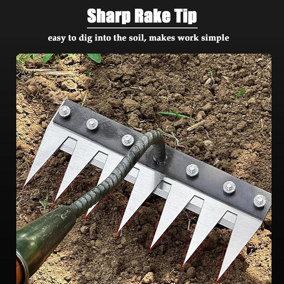 Heavy-Duty Iron Rake for Weeding in Gardens and Lawns