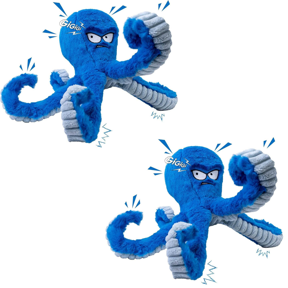 Chewable Dog Toy in Octopus Shape with Squeaker and Crinkle Fabric