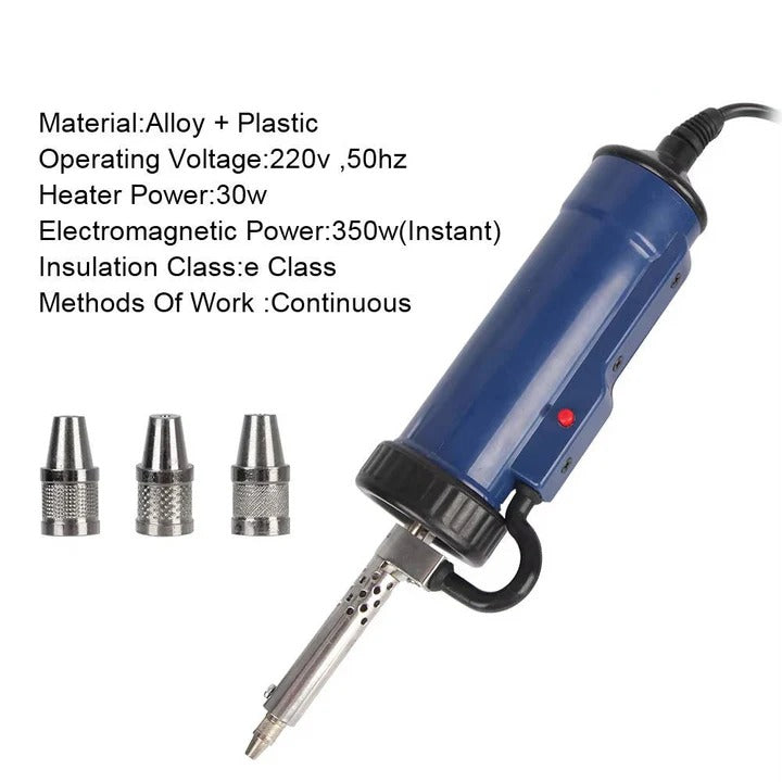 Desoldering Pump with Electric Operation and 3 Changeable Nozzles