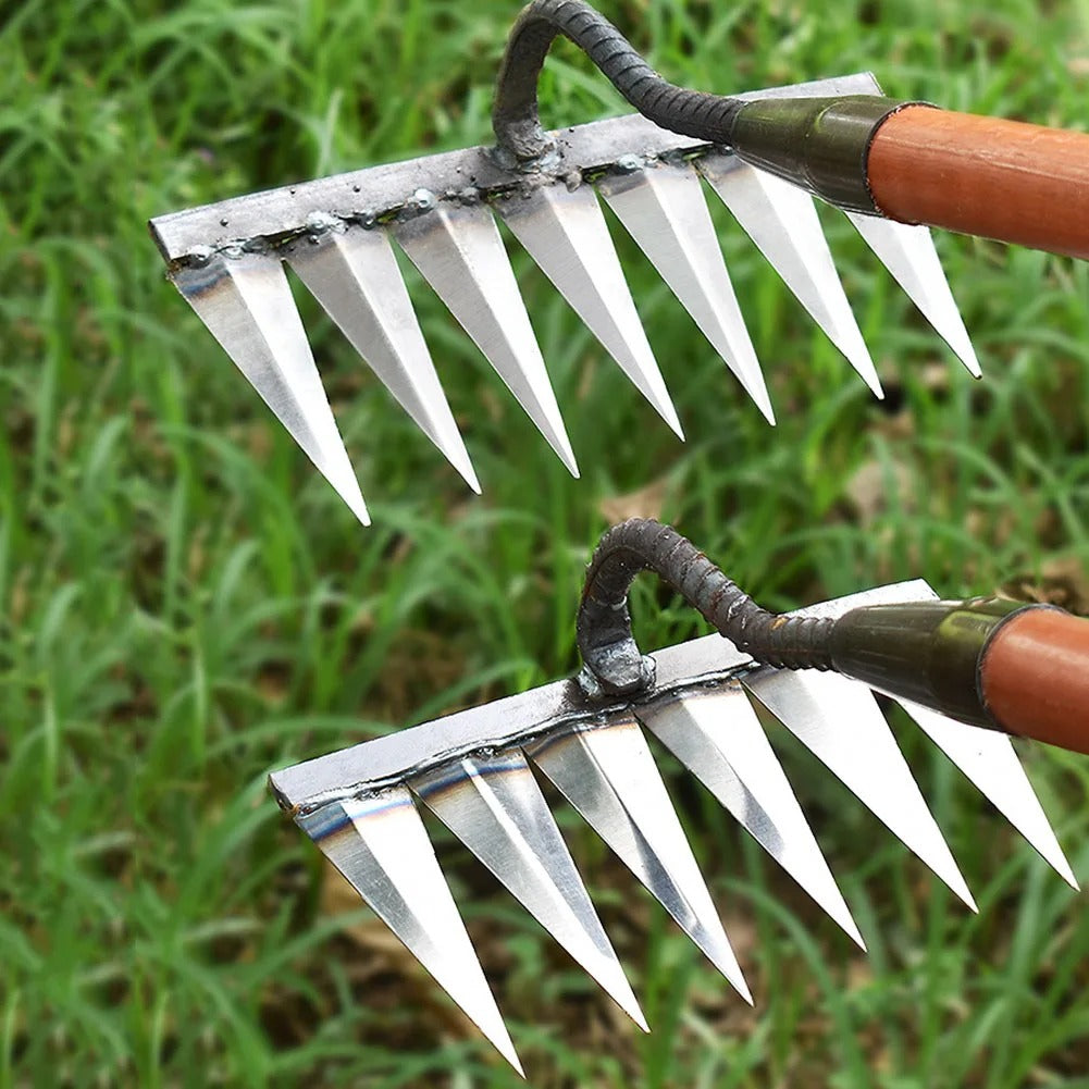 Heavy-Duty Iron Rake for Weeding in Gardens and Lawns