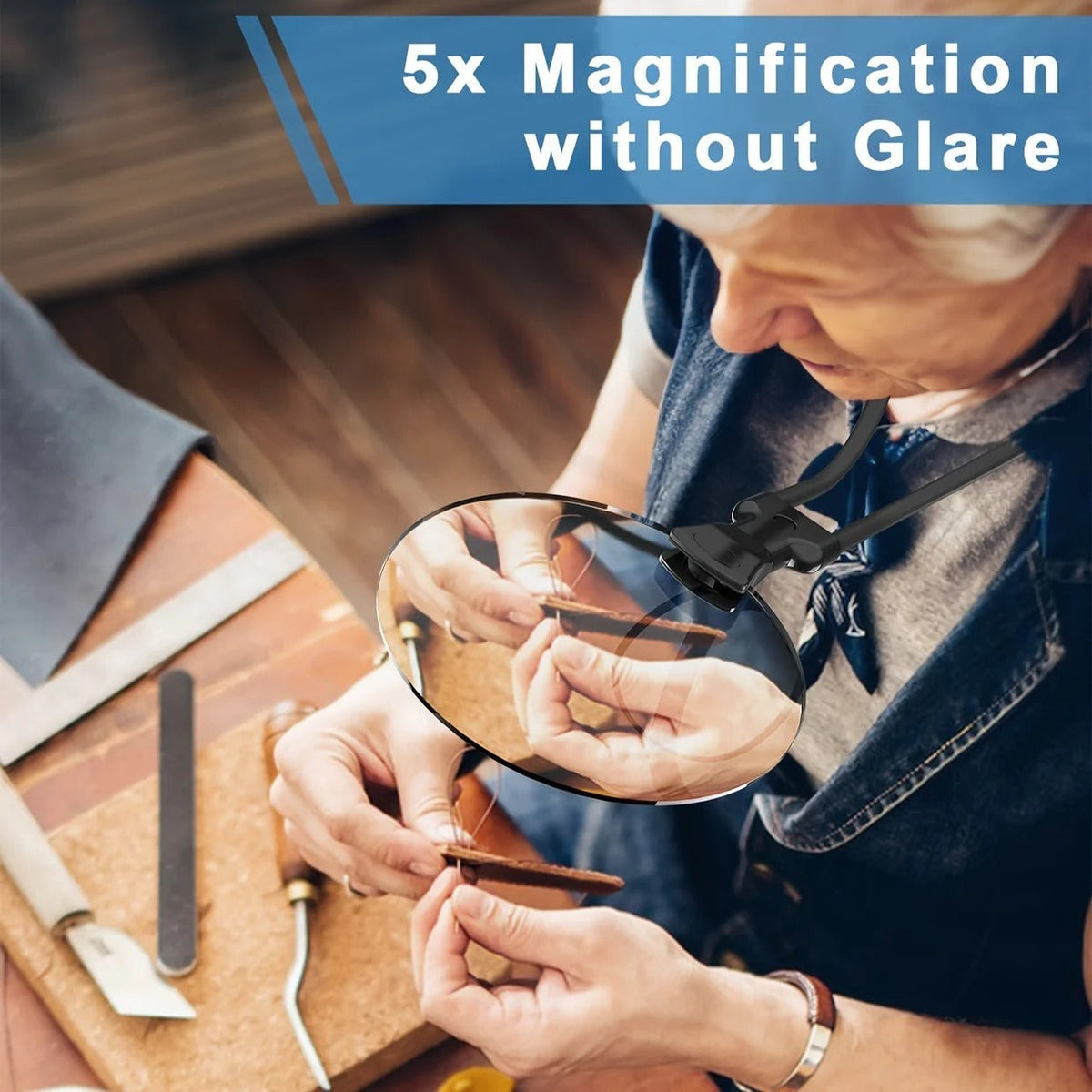 Hands-Free Magnifier with 5X Power and Adjustable Neck Strap