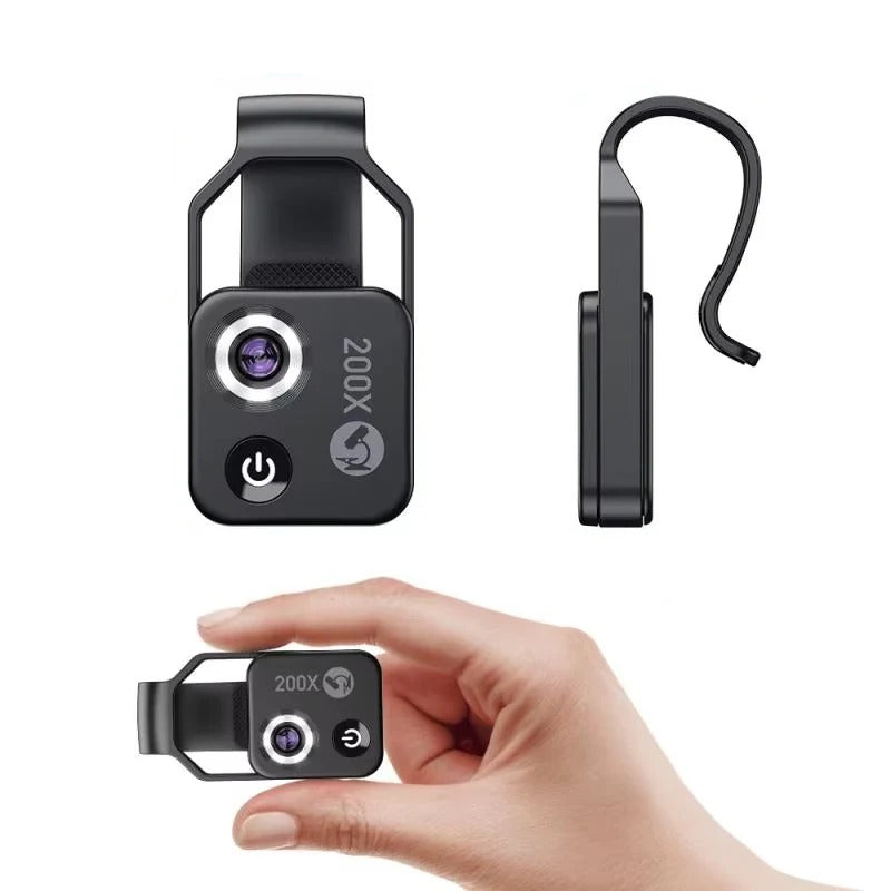 200x Zoom Mobile Phone Microscope Lens - Clip-On Design