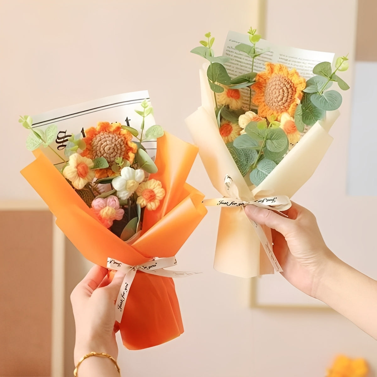 Crochet Bouquet of Sunflowers and Daisies for Special Occasion Gifts
