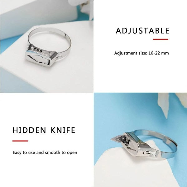 Compact Emergency Safety Ring with Hidden Blade - Stainless Steel Design
