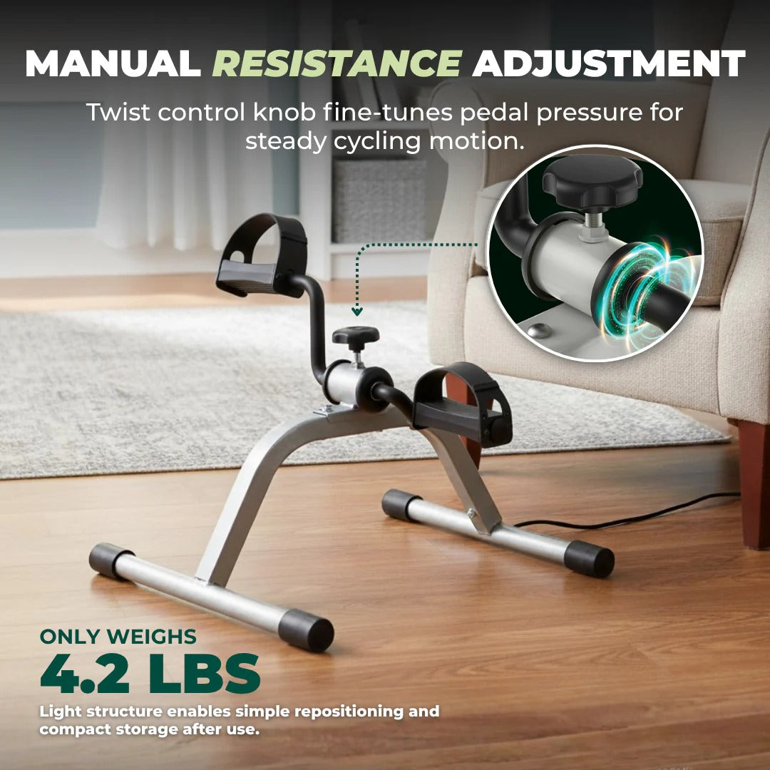 Under Desk Exercise Bike with Adjustable Resistance for Total Body Workout