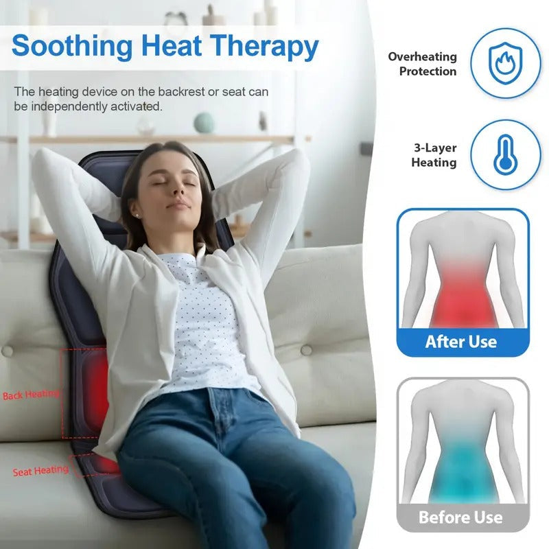 Vibrating Heated Cushion for Back Massage and Lumbar Support