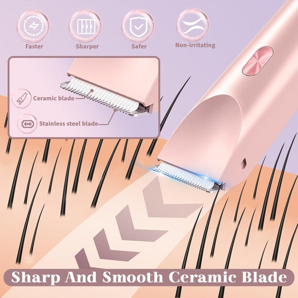 Women's Electric Bikini Trimmer with Dual Blades for Wet/Dry Use