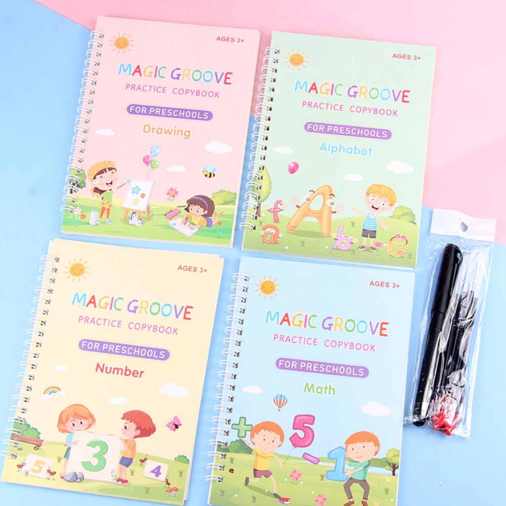 Children's 4-Pack Notebook Set with Pens for Ages 3 and Older