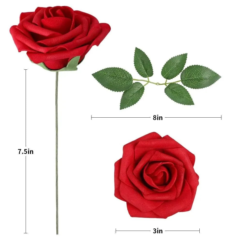 Red Silk Rose Stems for Home Decor and Wedding Centerpieces