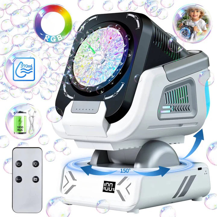 Rechargeable Electric Bubble Maker with RGB Lighting and Display