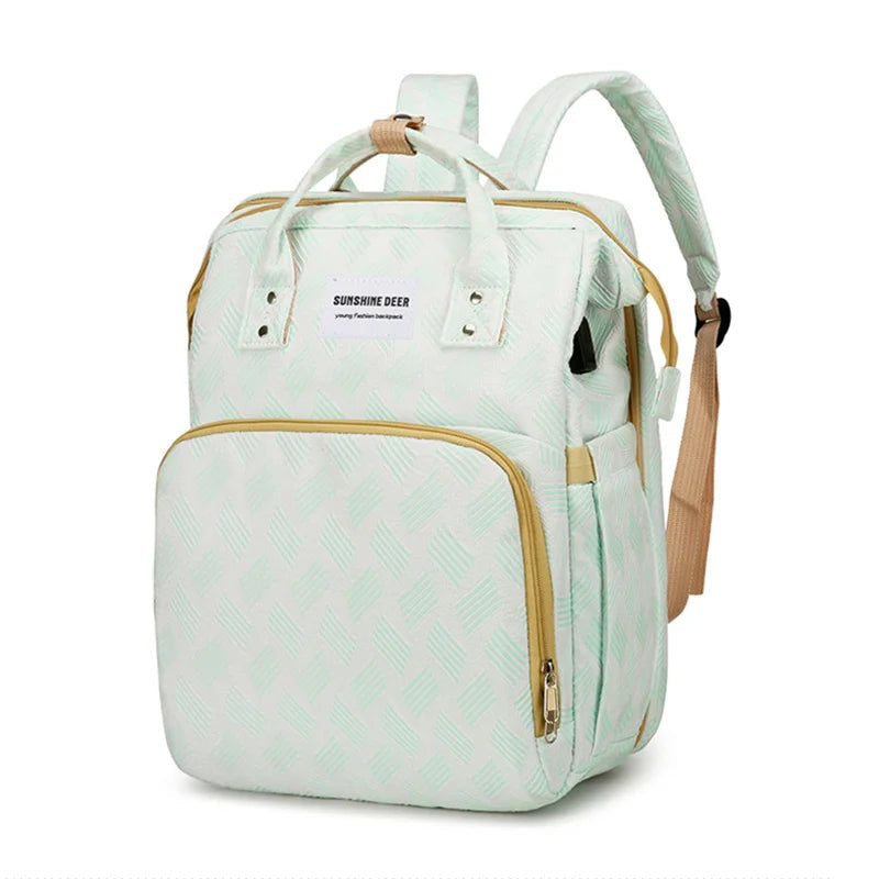 Versatile Diaper Backpack with Built-in Travel Crib Feature