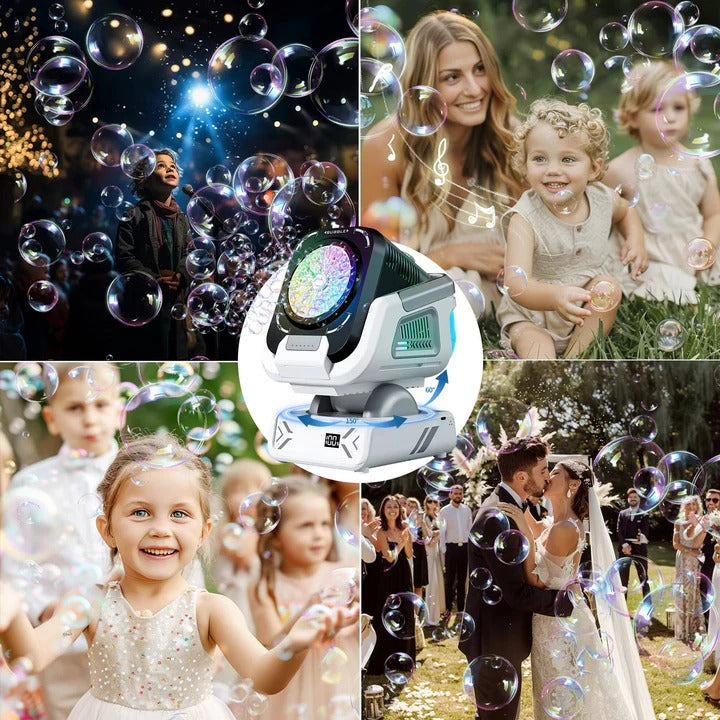 Rechargeable Electric Bubble Maker with RGB Lighting and Display