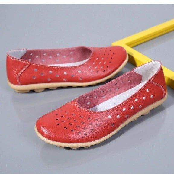 Womens Wide Fit Leather Loafers with Comfort Cushioning