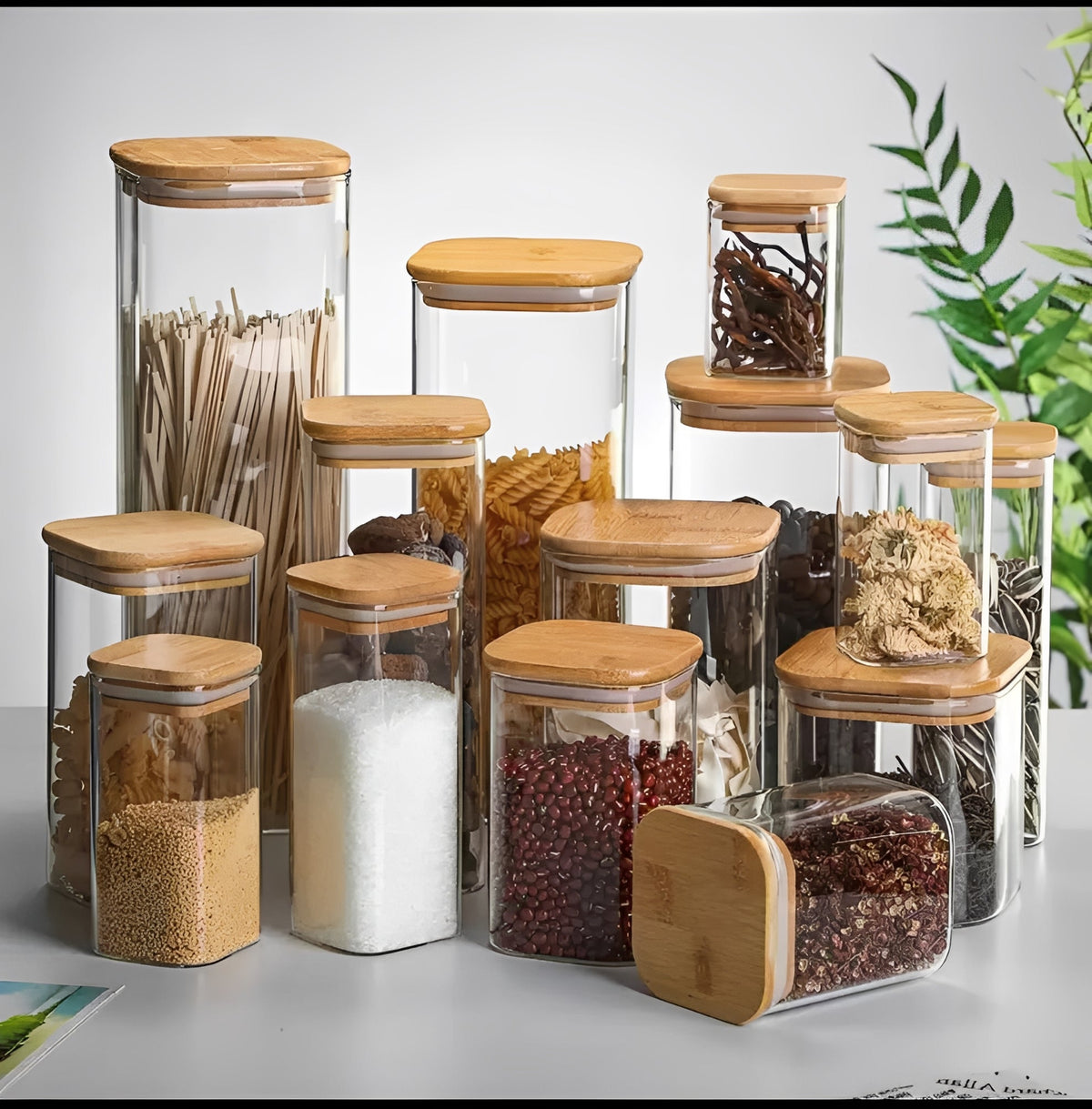 Bamboo Lid Glass Container, Simple and Elegant Design