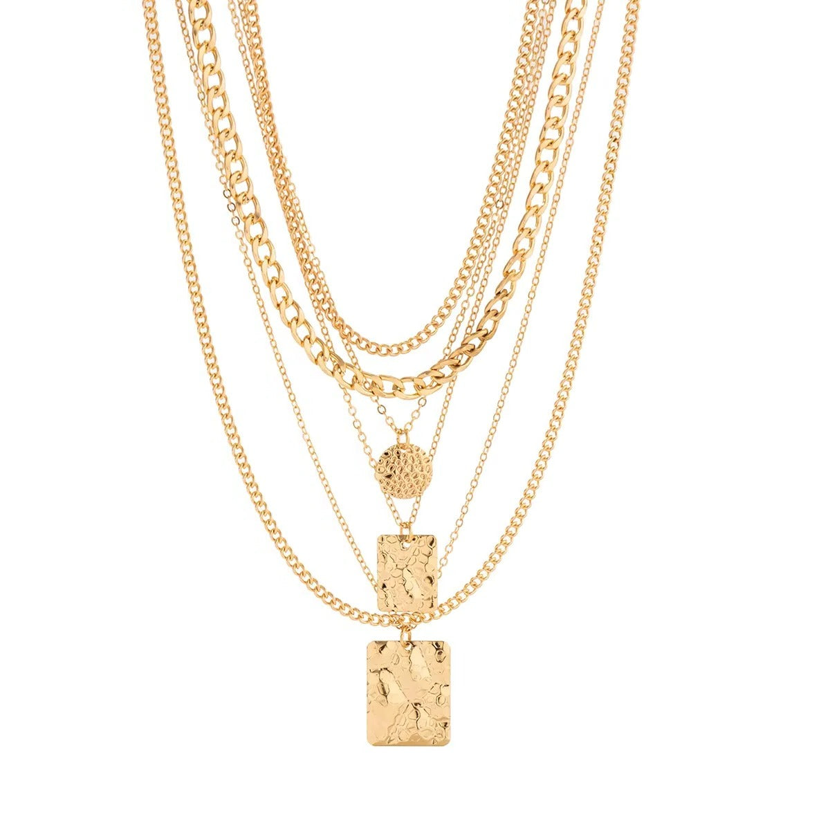 6-Piece Choker Necklace Set with Geometric and Coin Pendants in Vintage Style