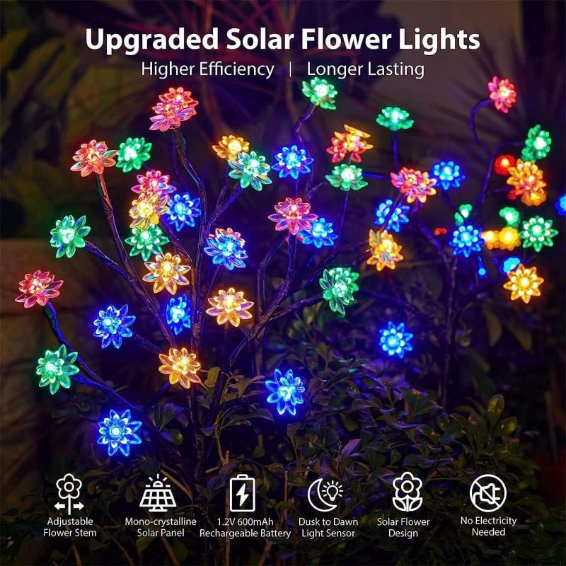 Flexible Branch Solar Flower Lights