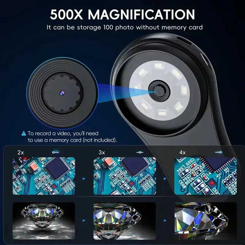 LED Light Handheld Microscope with Display