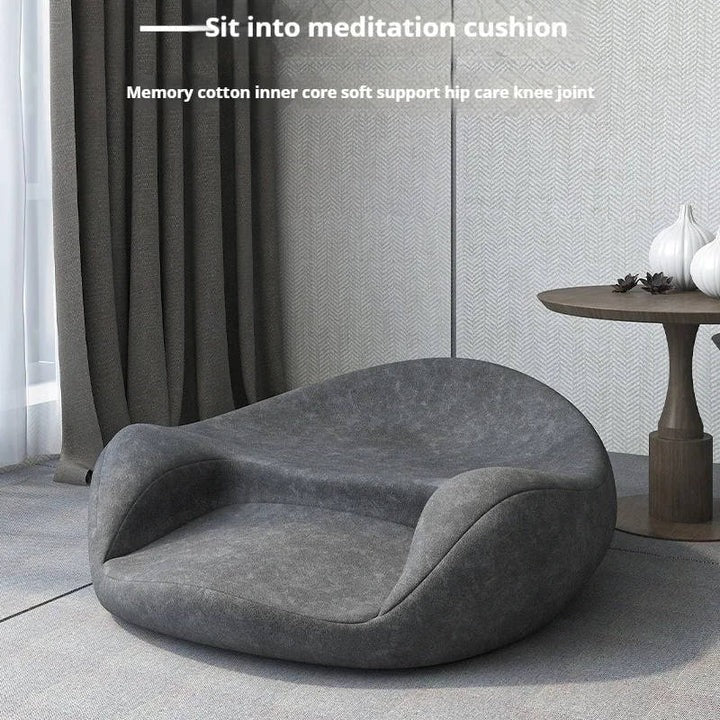 Curved Back Support Floor Cushion with Washable Cover and Non-Slip Base