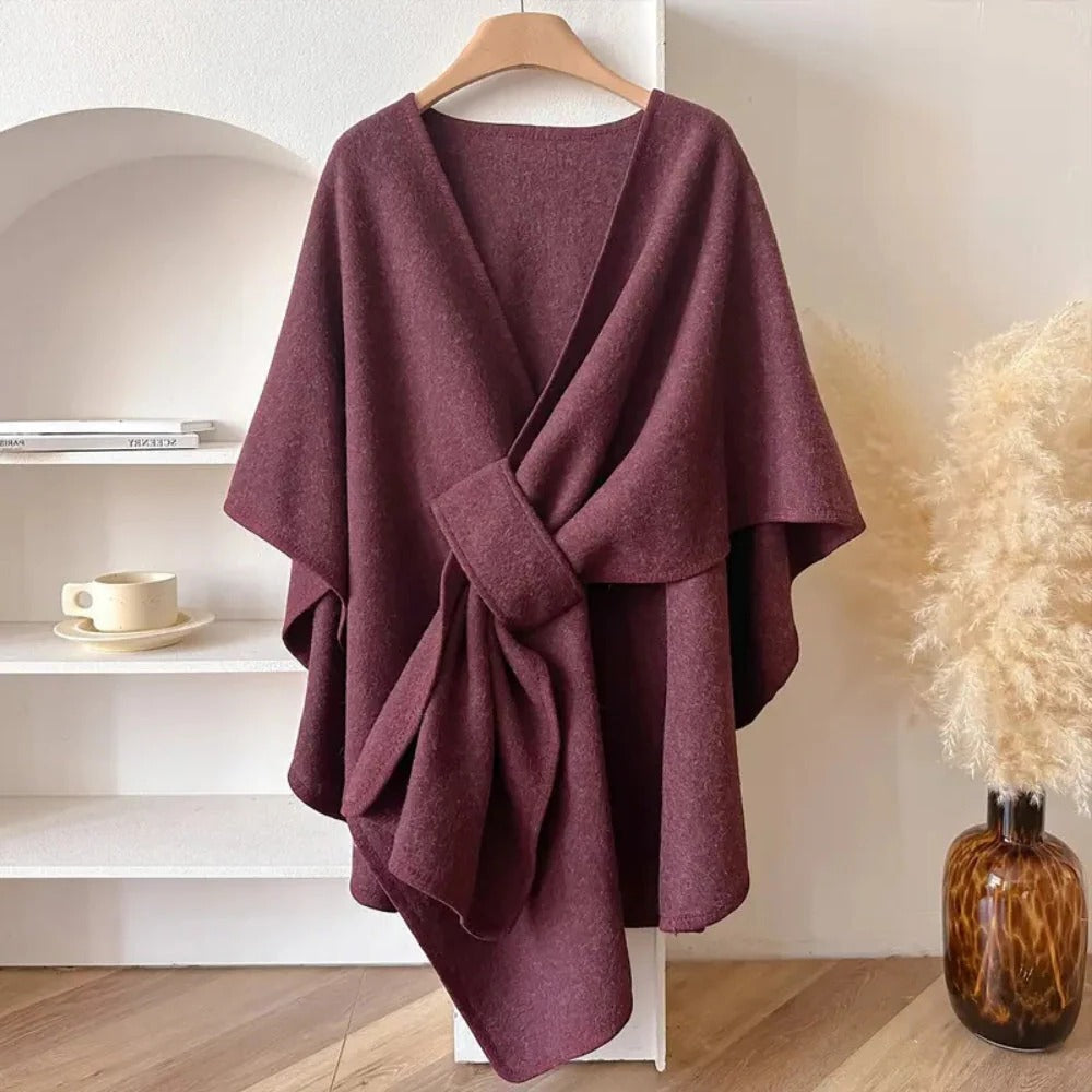 Casual and Dress Poncho Shawl Made of Microfiber