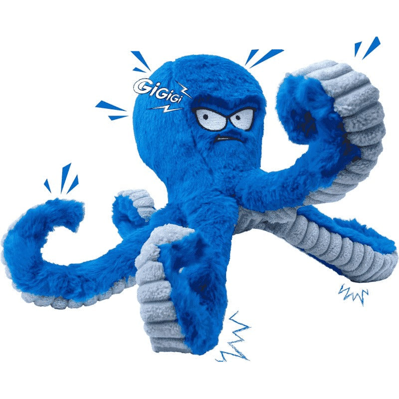 Chewable Dog Toy in Octopus Shape with Squeaker and Crinkle Fabric