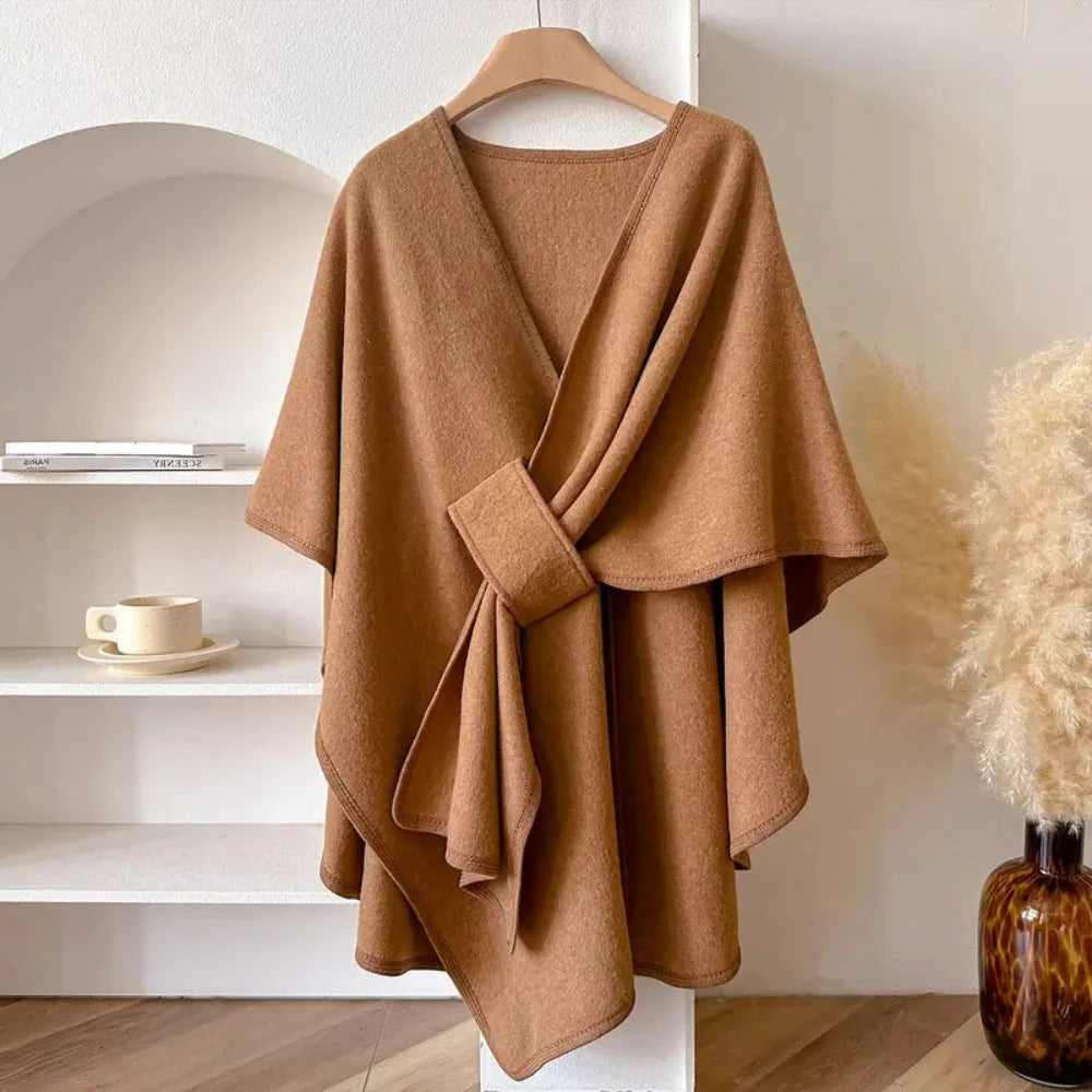 Casual and Dress Poncho Shawl Made of Microfiber