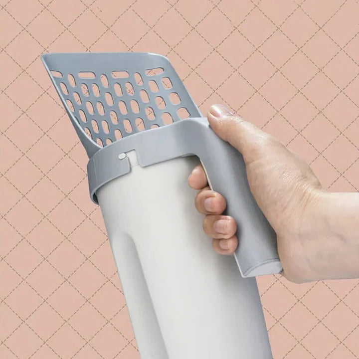 Litter Scoop for Cats with Integrated Waste Bin and Bag Holder