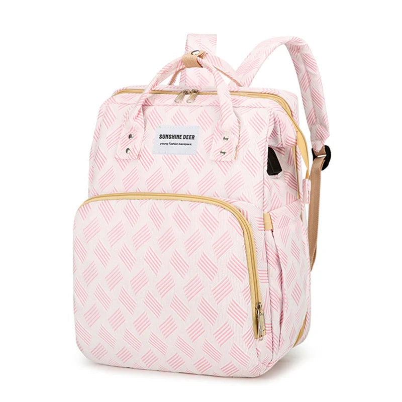 Versatile Diaper Backpack with Built-in Travel Crib Feature
