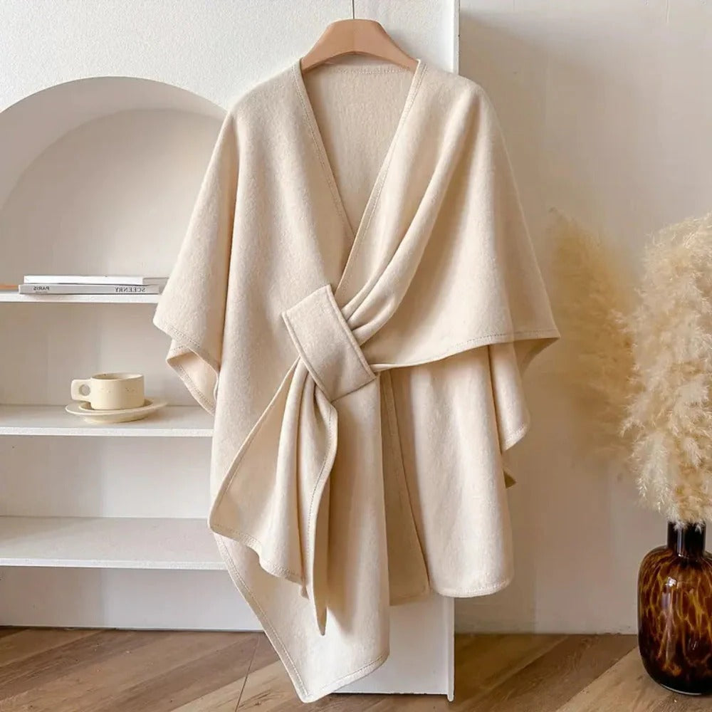 Casual and Dress Poncho Shawl Made of Microfiber