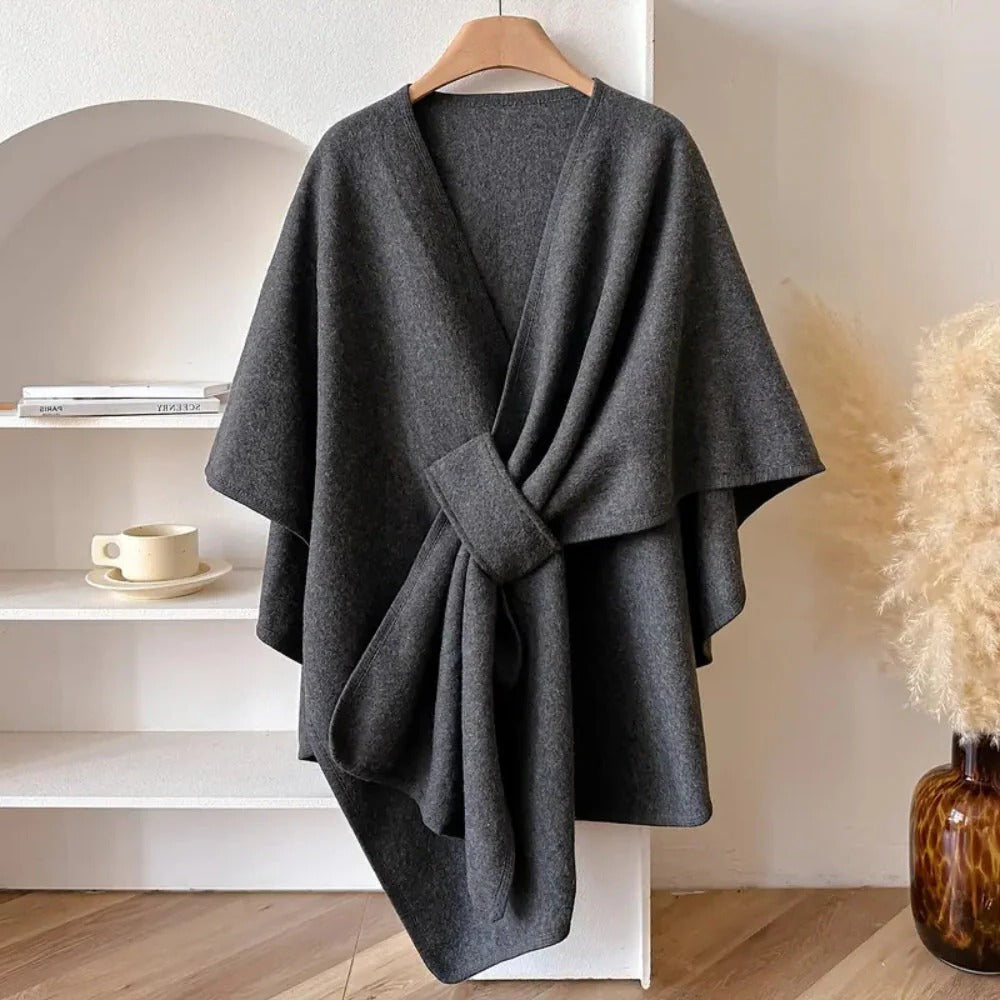 Casual and Dress Poncho Shawl Made of Microfiber