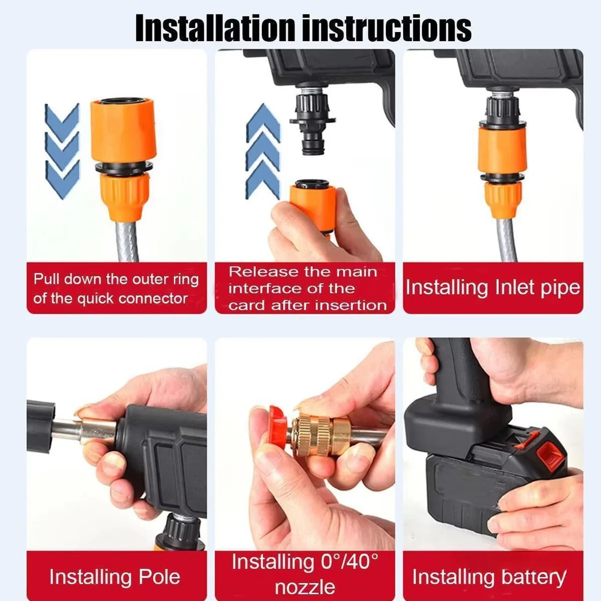 High-Pressure Water Nozzle for Cordless Car Washing