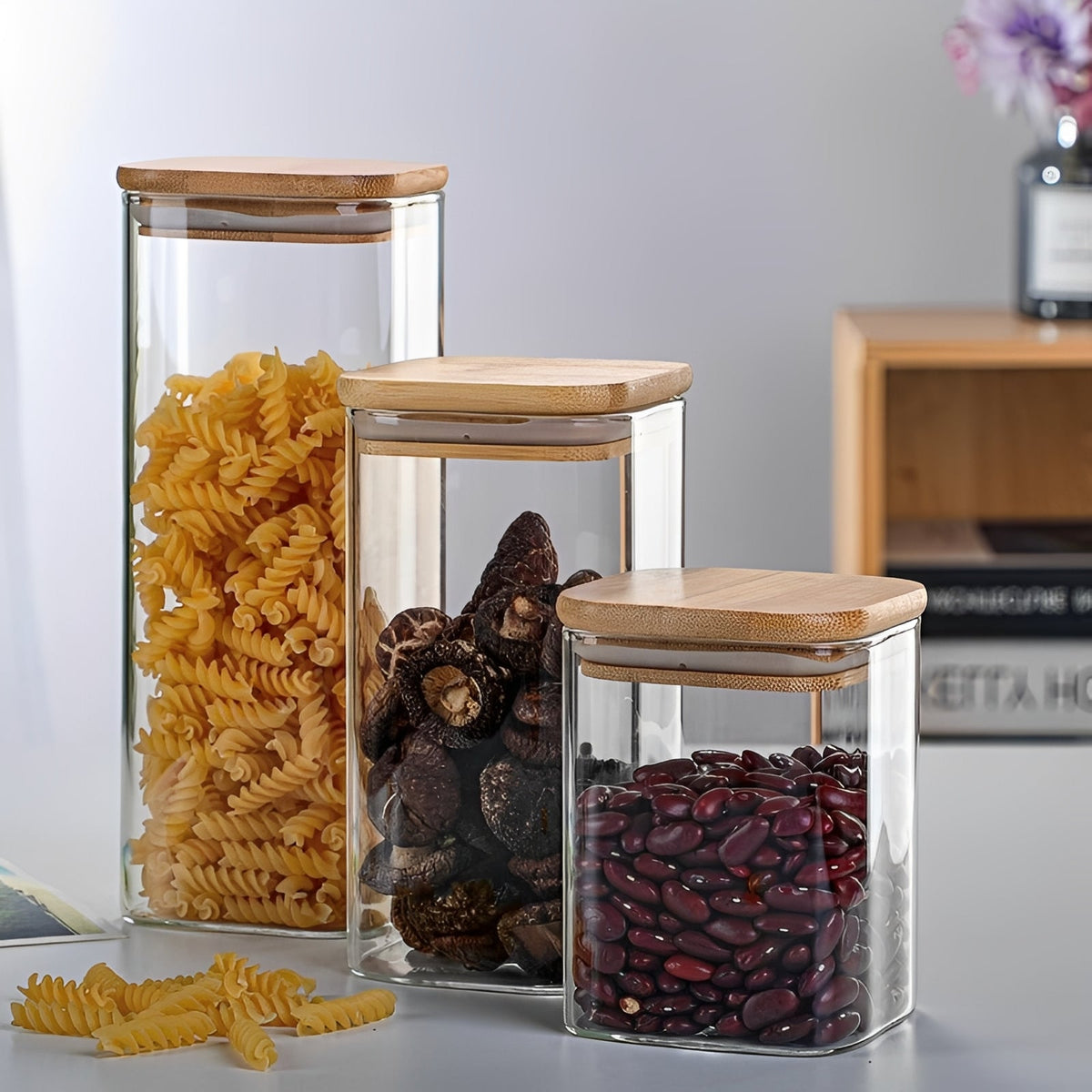 Bamboo Lid Glass Container, Simple and Elegant Design