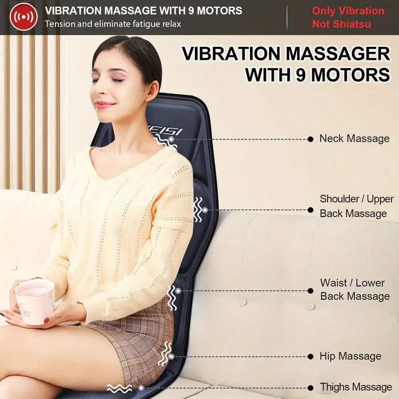 Vibrating Heated Cushion for Back Massage and Lumbar Support