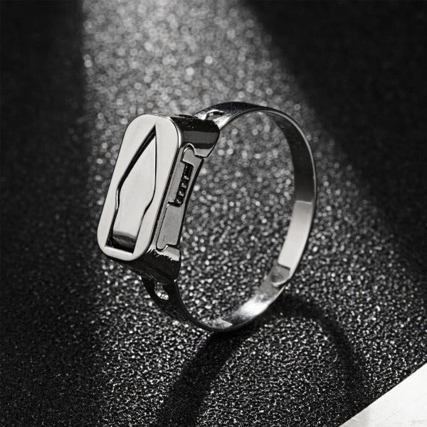 Compact Emergency Safety Ring with Hidden Blade - Stainless Steel Design