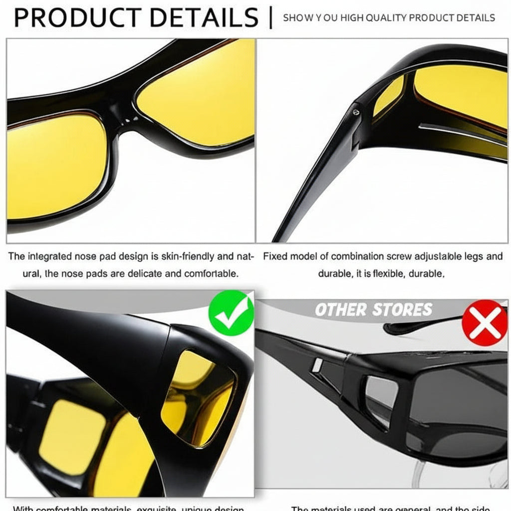 Tinted Lenses Night Vision Glasses with Anti-Glare Protection
