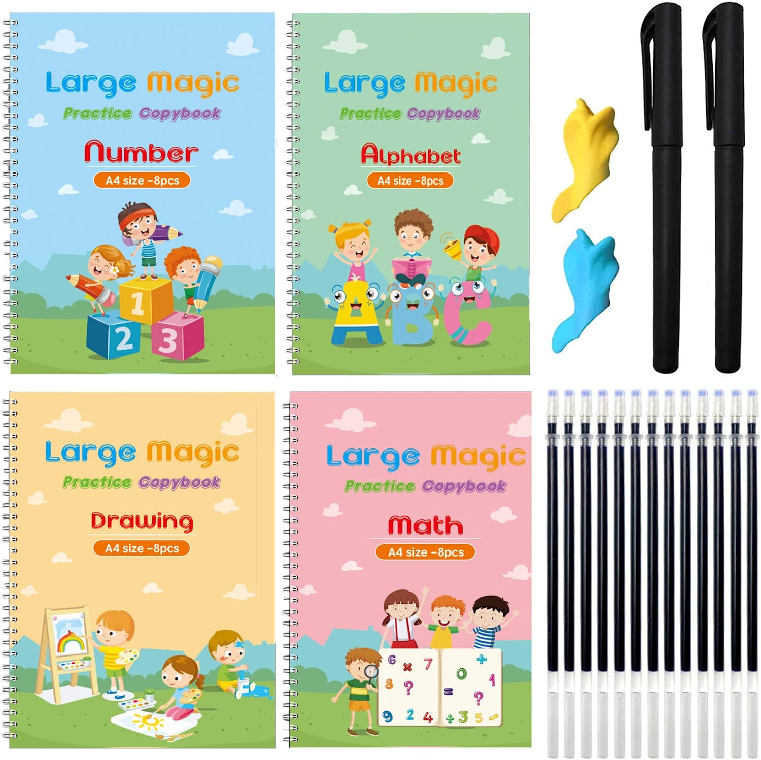 Children's 4-Pack Notebook Set with Pens for Ages 3 and Older