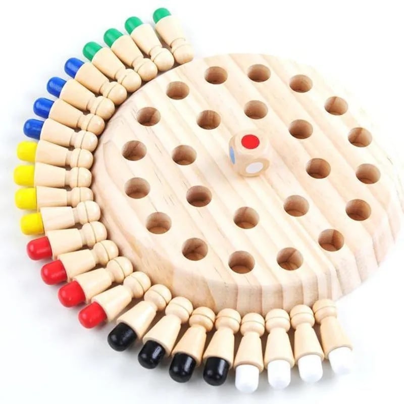 Colorful Wooden Memory Game for Kids – Includes Pegs, Board & Dice, 3+