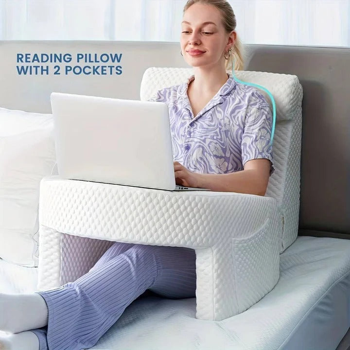 Back and Arm Support Reading Pillow for Adjustable Beds