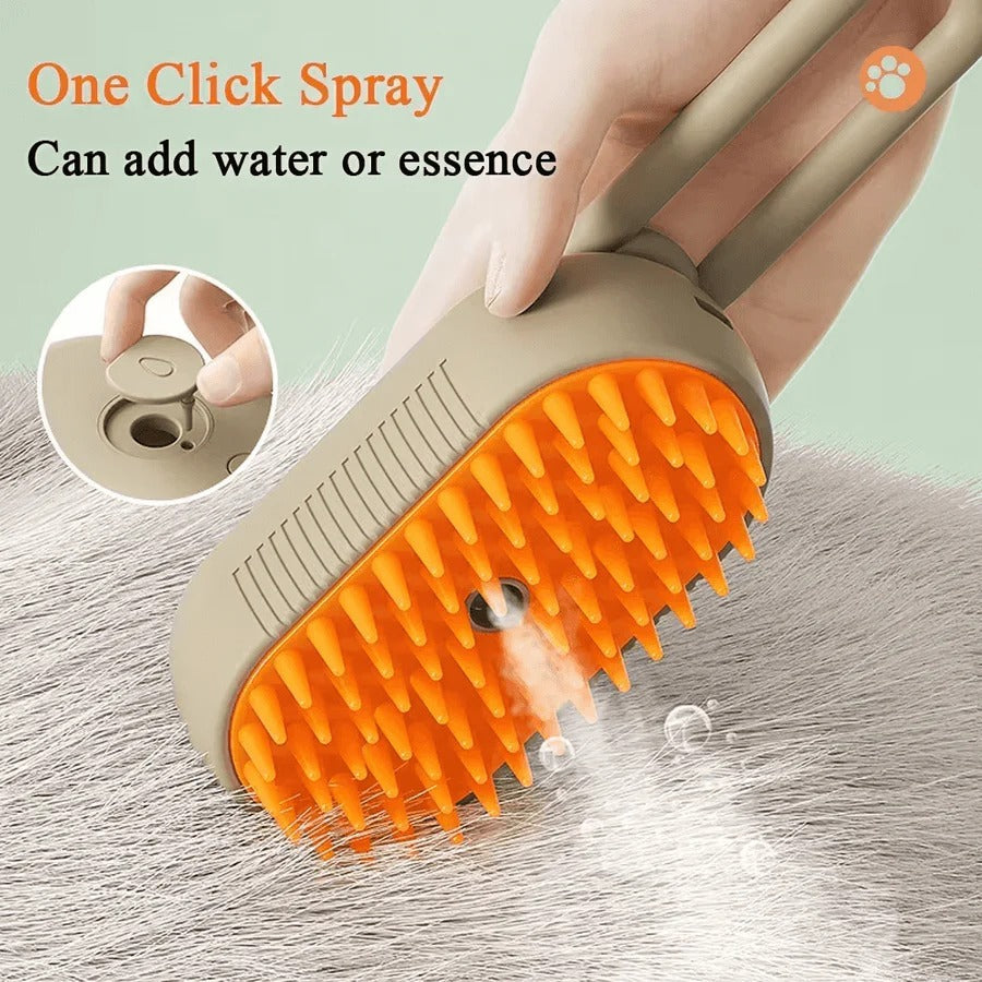Grooming Brush for Pets with De-Shedding Comb and Steam Spray Function