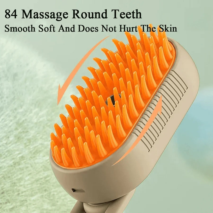Grooming Brush for Pets with De-Shedding Comb and Steam Spray Function