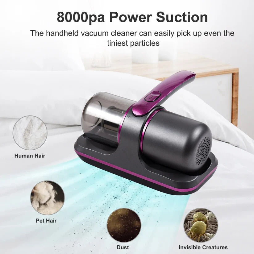 Wireless UV Mattress Vacuum with 8000Pa Suction Power and HEPA Filter