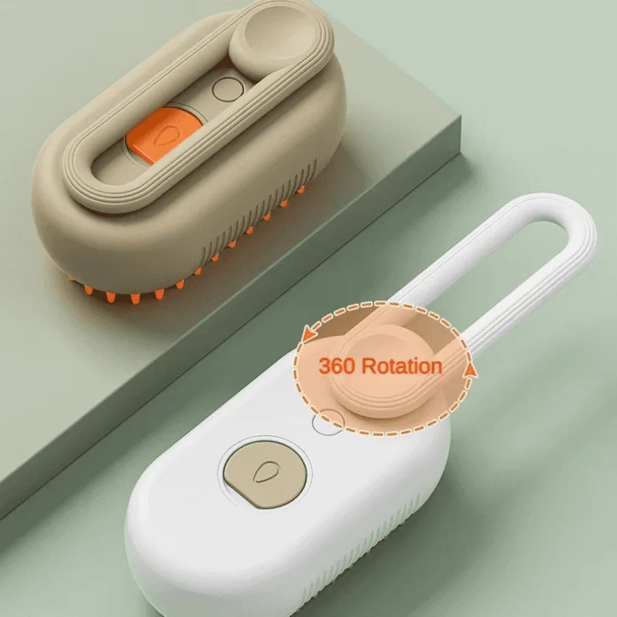 Grooming Brush for Pets with De-Shedding Comb and Steam Spray Function