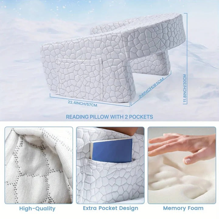 Back and Arm Support Reading Pillow for Adjustable Beds