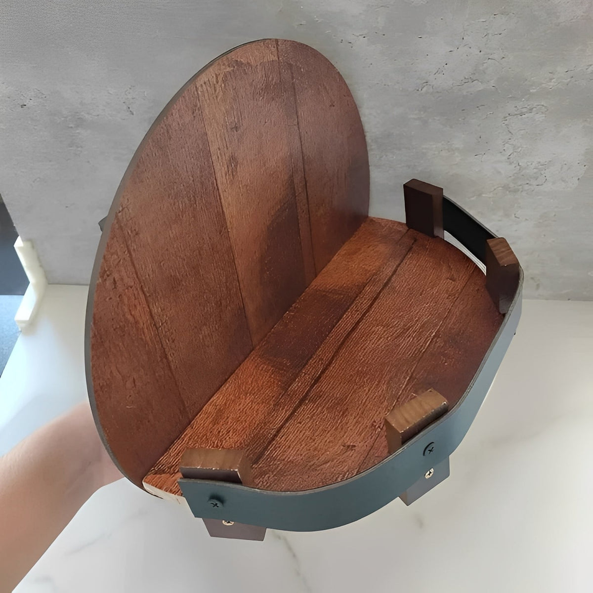 Rustic Wall Shelf for Bar Decor – Bourbon Barrel Style Accessory