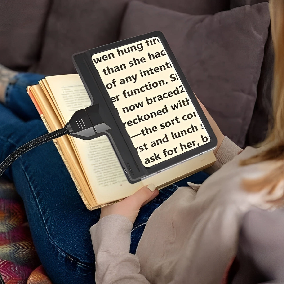 Floor Magnifying Glass with Adjustable Stand, Full Page Lens & LEDs