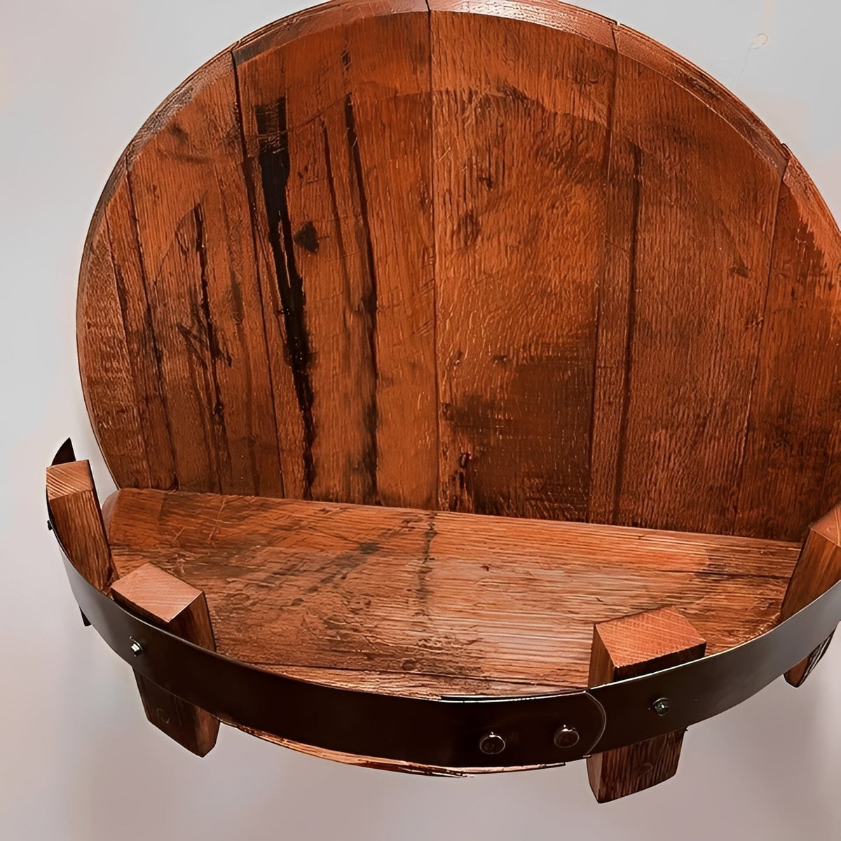 Rustic Wall Shelf for Bar Decor – Bourbon Barrel Style Accessory