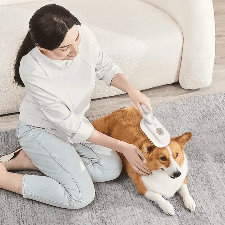 Grooming Brush for Pets with De-Shedding Comb and Steam Spray Function