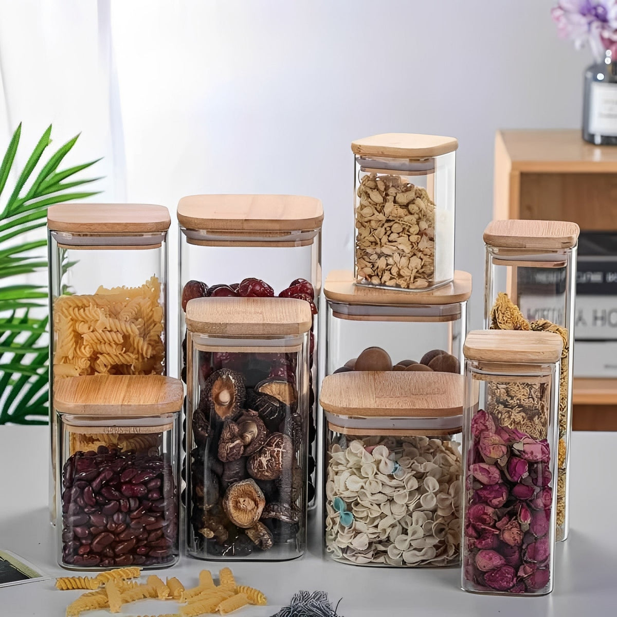 Bamboo Lid Glass Container, Simple and Elegant Design