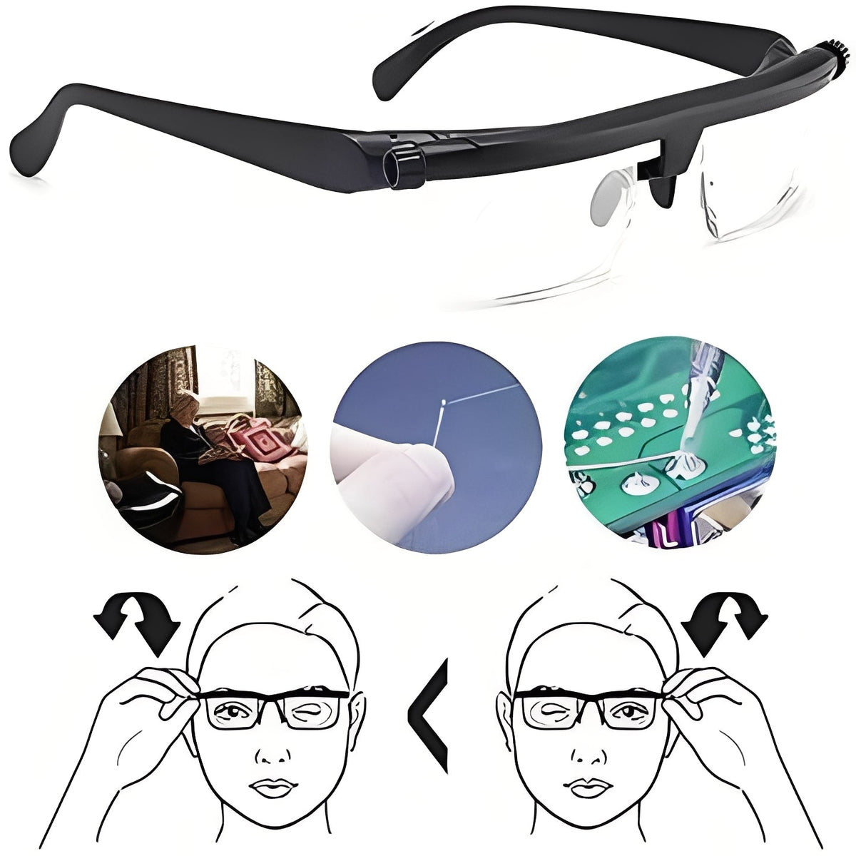 Dial Focus Adjustable Glasses with Lens Customization